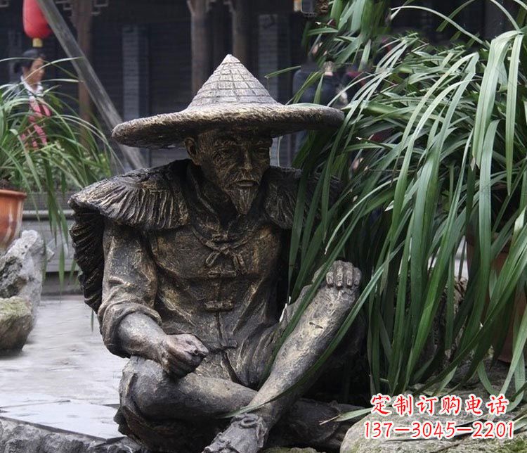 江西中领雕塑定制——古典经典“渔翁”铜雕