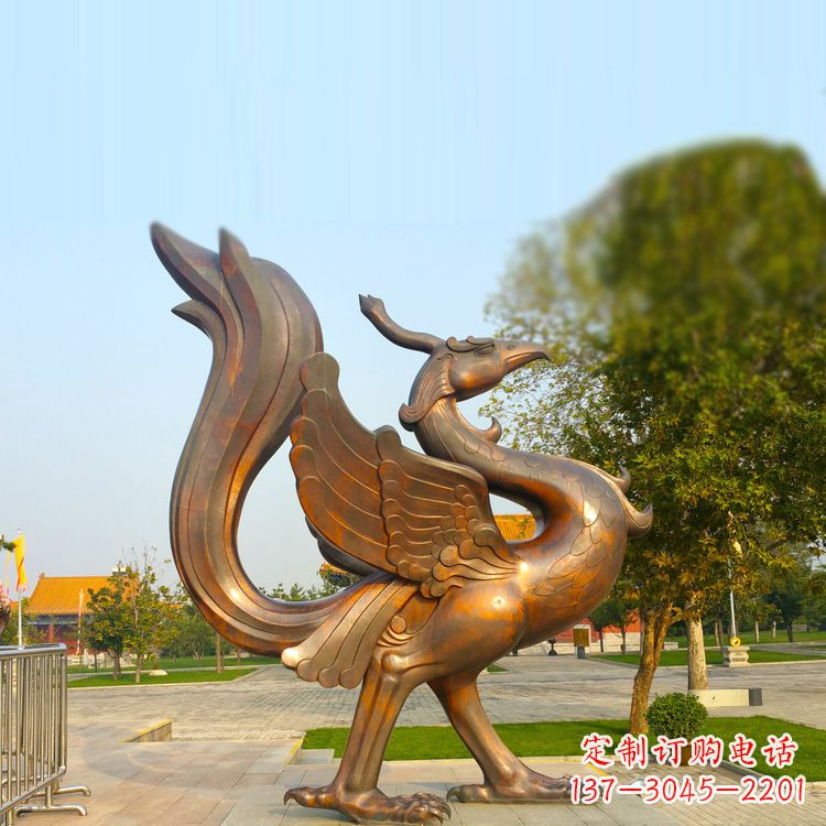江西纯铜铸造的四灵之朱雀雕塑