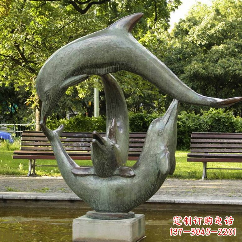 江西公园海豚水景景观铜雕喷泉