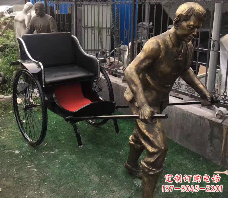 江西精美铜雕车夫人物雕塑