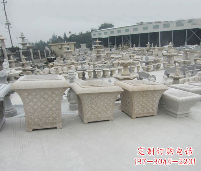 江西优雅花盆大理石雕塑