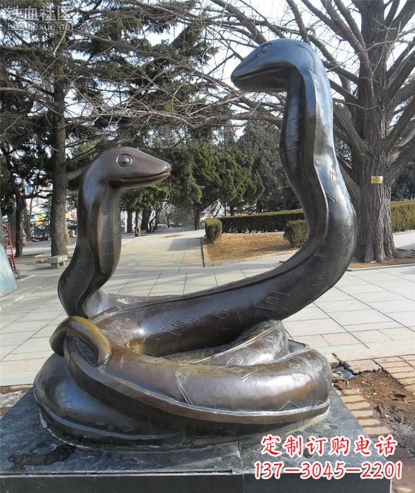 江西公园景观动物蛇铜雕
