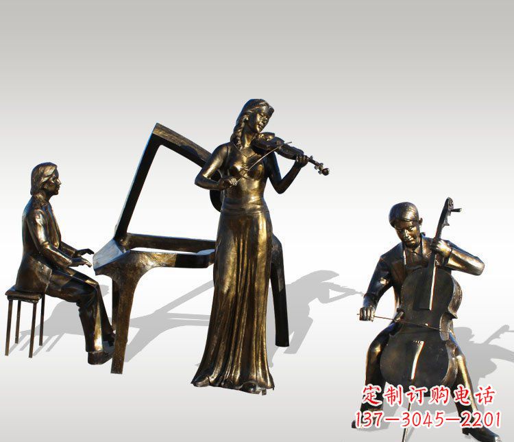 江西公园景观钢琴拉小提琴人物铜雕