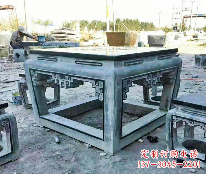 江西雕塑艺术方形石桌凳