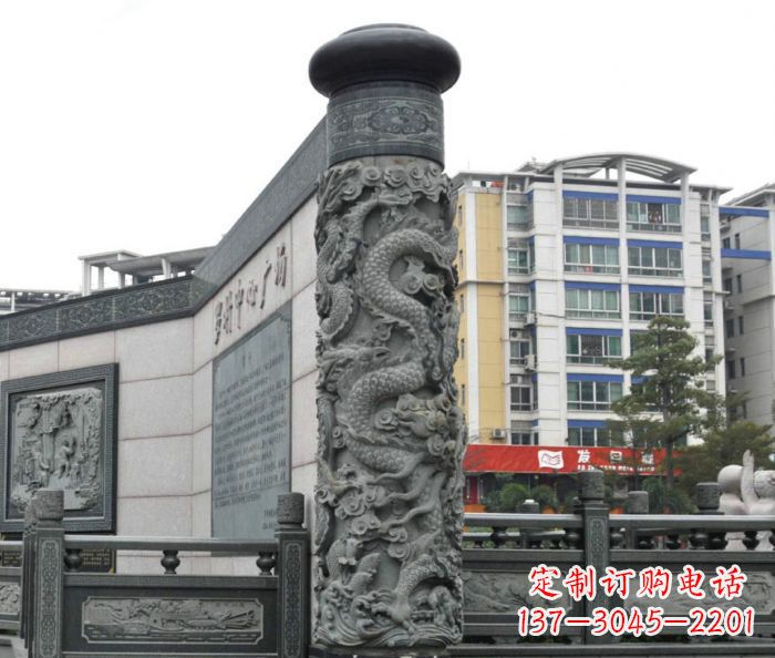 江西公园景观仿古石雕龙柱
