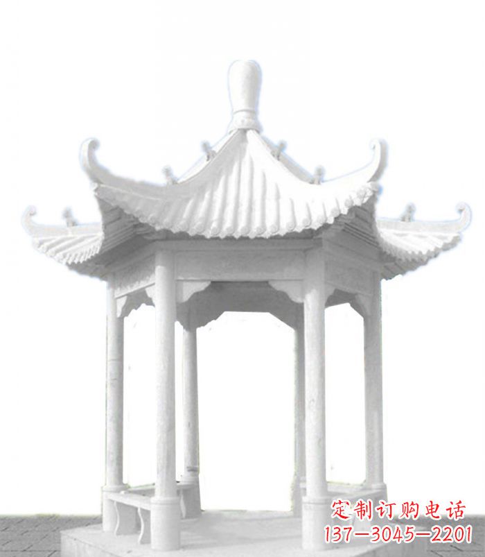 江西公园景观汉白玉石雕凉亭 (2)