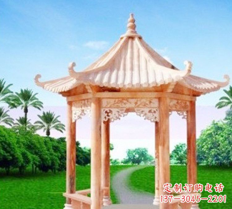江西艺术精美的六角凉亭石雕