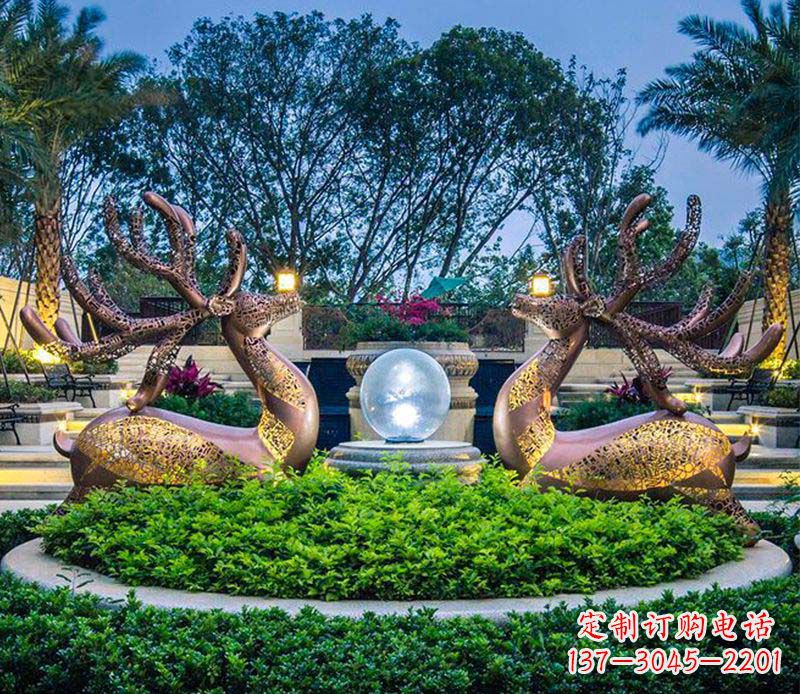 江西梅花鹿不锈钢雕塑