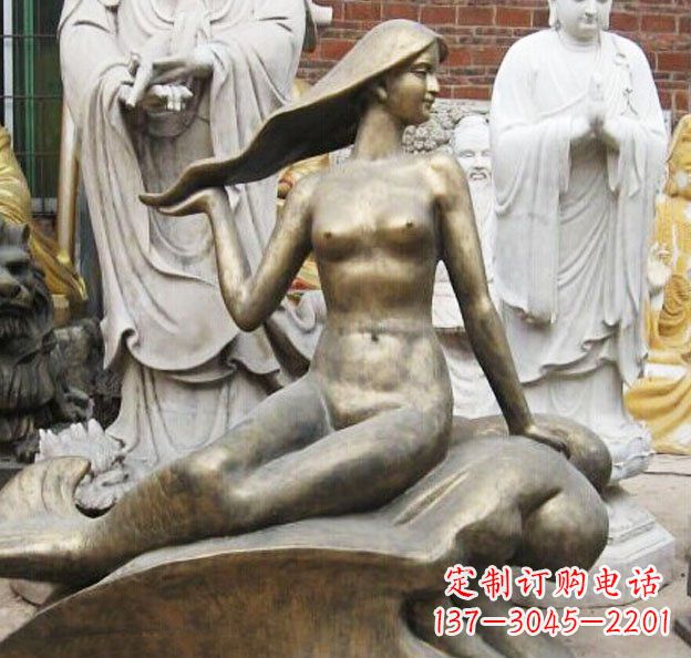 江西公园美人鱼景观铜雕 (3)