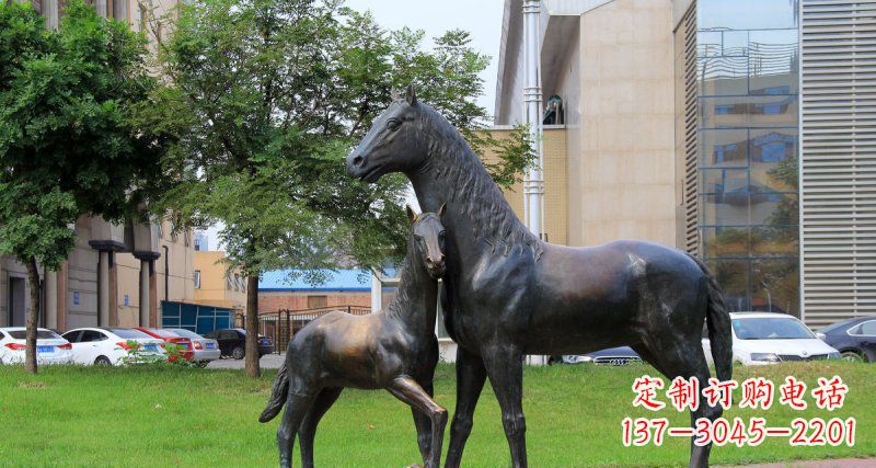 江西公园母子马动物铜雕