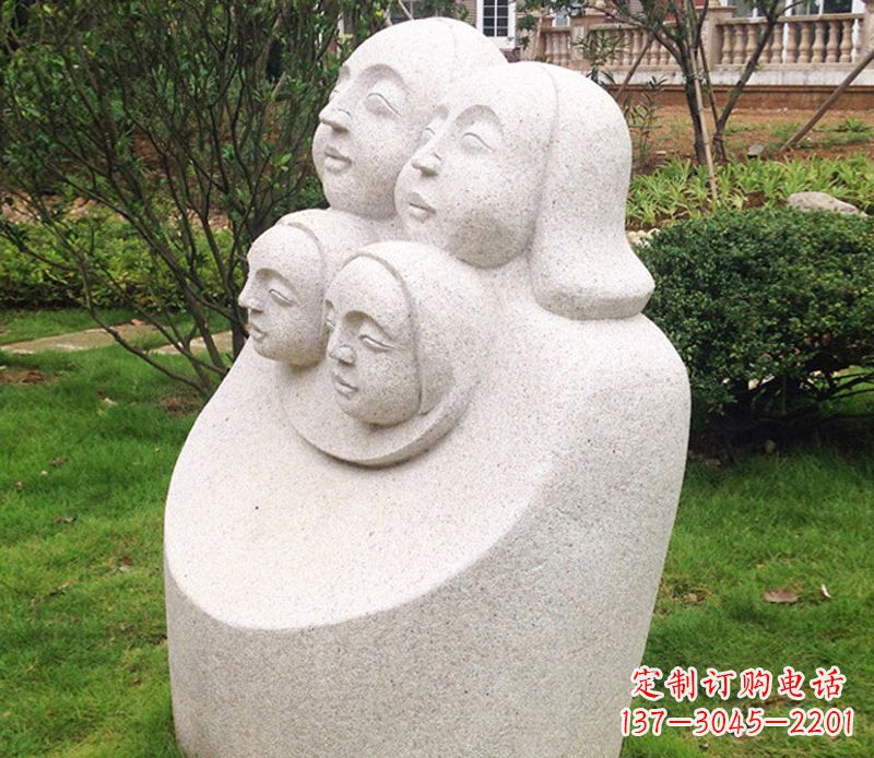 江西公园母子人头像石雕