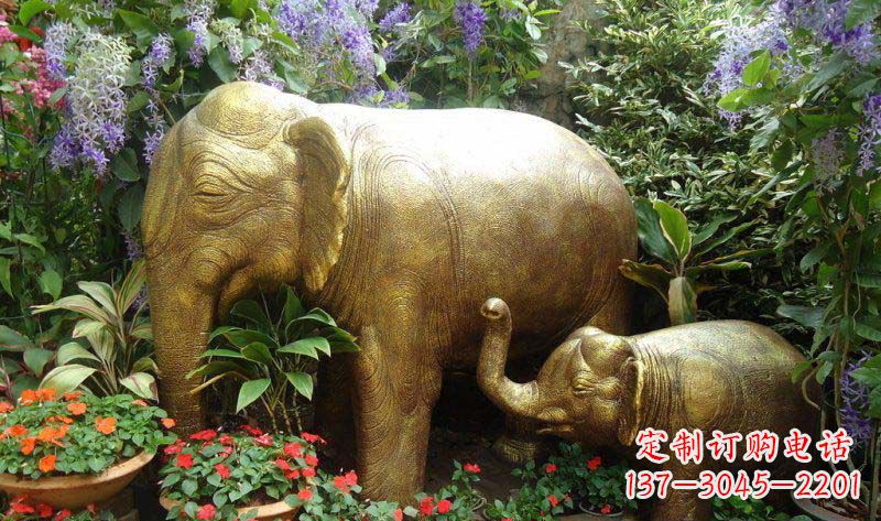 江西铜雕母子象艺术雕塑