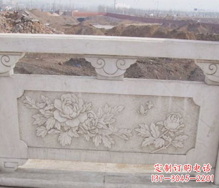 江西牡丹花浮雕石栏板景观雕塑