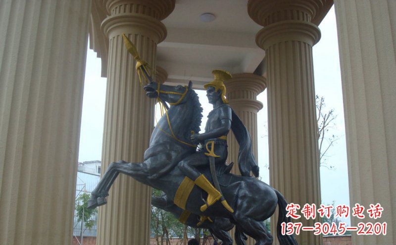 江西公园骑马的罗马士兵人物铜雕