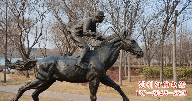 江西骑马小品铜雕一件完美的艺术精品
