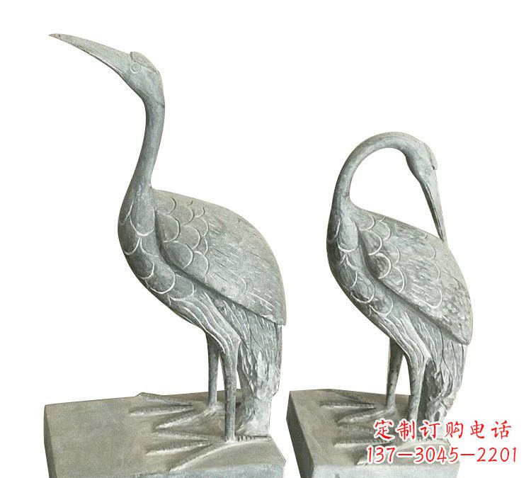 江西完美纯手工雕刻青石仿古丹顶鹤石雕
