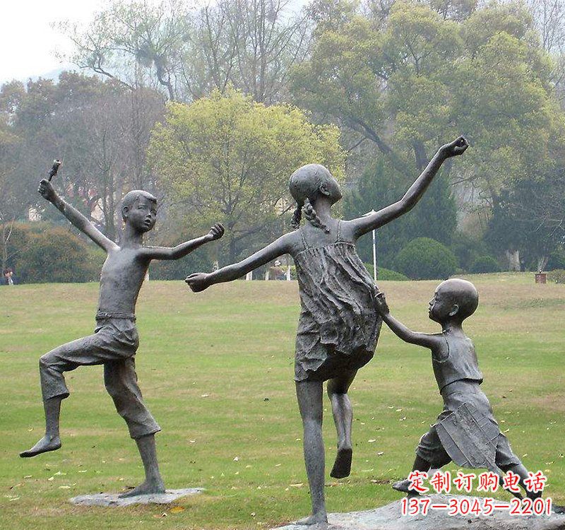 江西公园人物放风筝的儿童铜雕