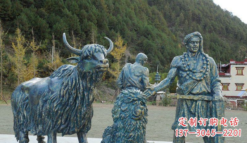 江西中领雕塑定制牦牛景观铜雕