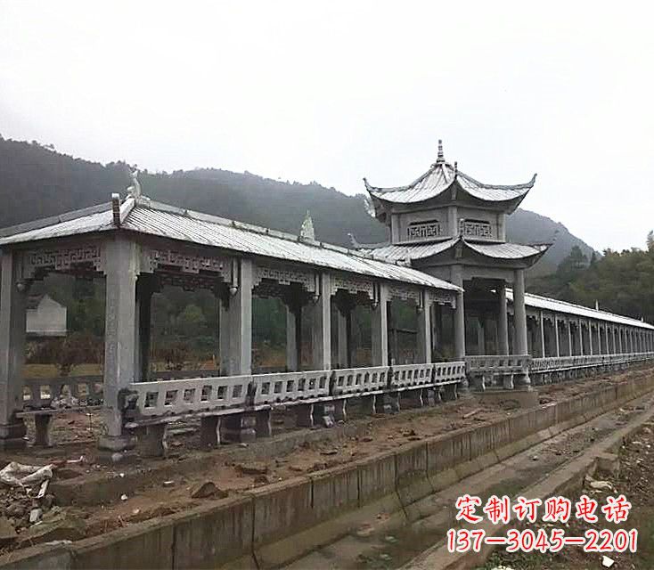 江西中领雕塑定制精美的公园石雕亭子长廊