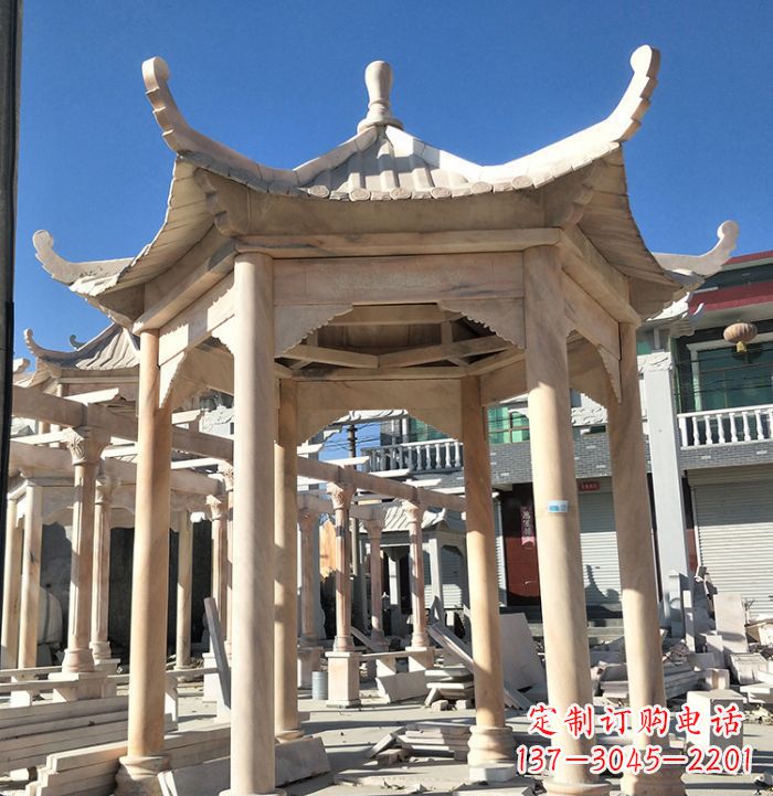 江西公园晚霞红凉亭雕塑