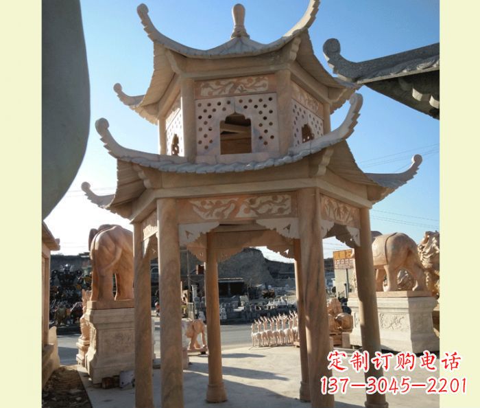 江西中式双层石雕凉亭