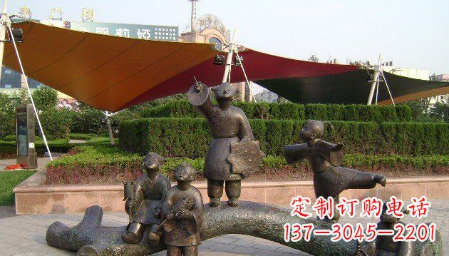 江西装饰性的小孩放风筝铜雕