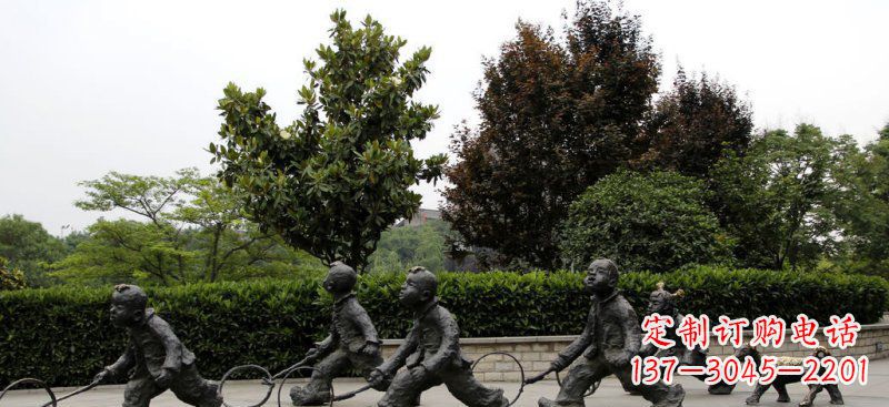 江西精美推铁圈小品铜雕，让小孩更加可爱