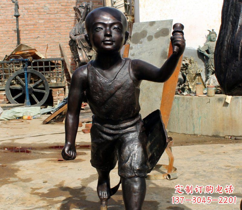 江西打造完美的小孩铜雕,让童趣活跃