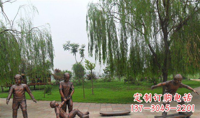 江西多彩童年,铜雕小孩游戏人物雕塑