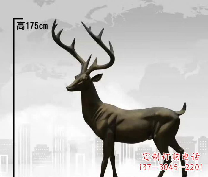 江西精美的铜制公园小鹿雕塑