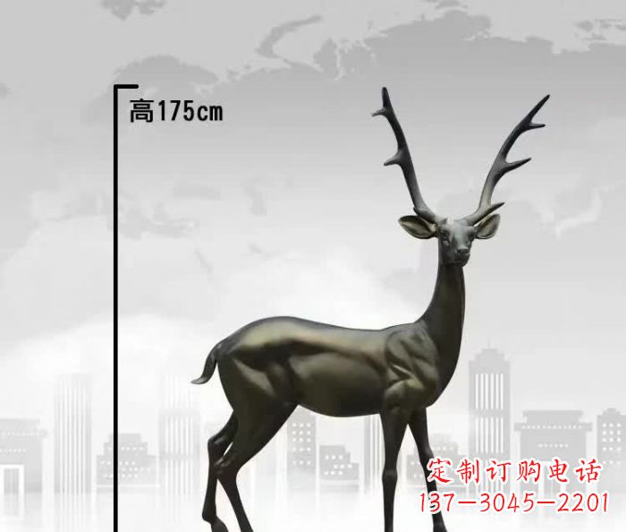 江西精致优雅的铜制公园小鹿雕塑