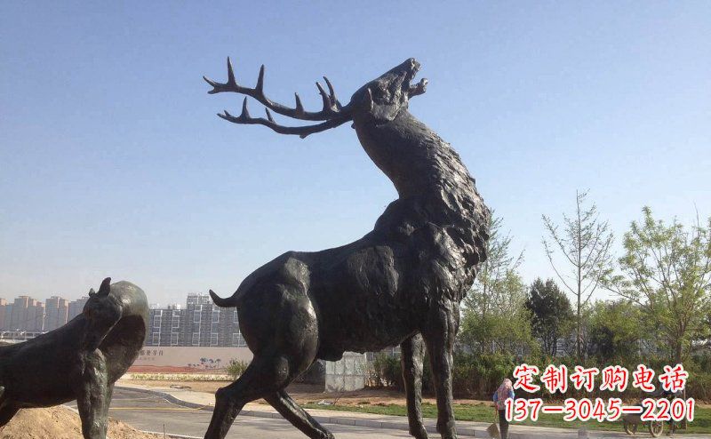 江西驯鹿精美铜雕