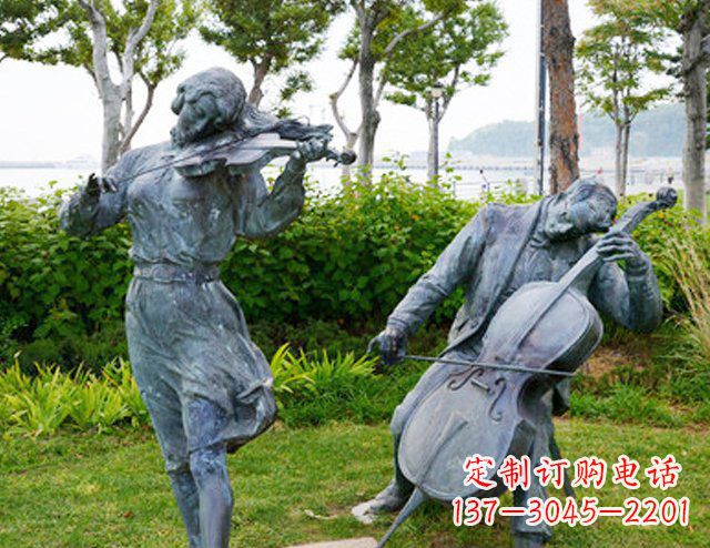 江西双面演奏大提琴&小提琴铜雕塑