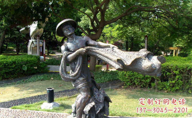 江西公园渔民撒网景观铜雕