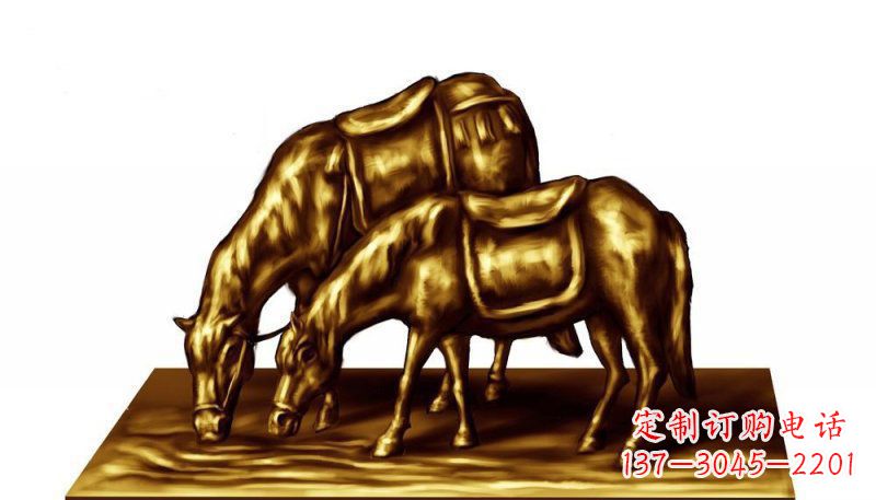 江西公园御马饮水动物铜雕