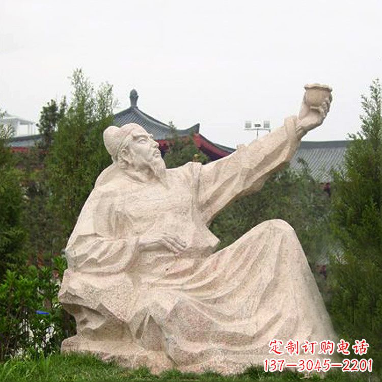 江西公园园林著名诗人李白石雕塑像