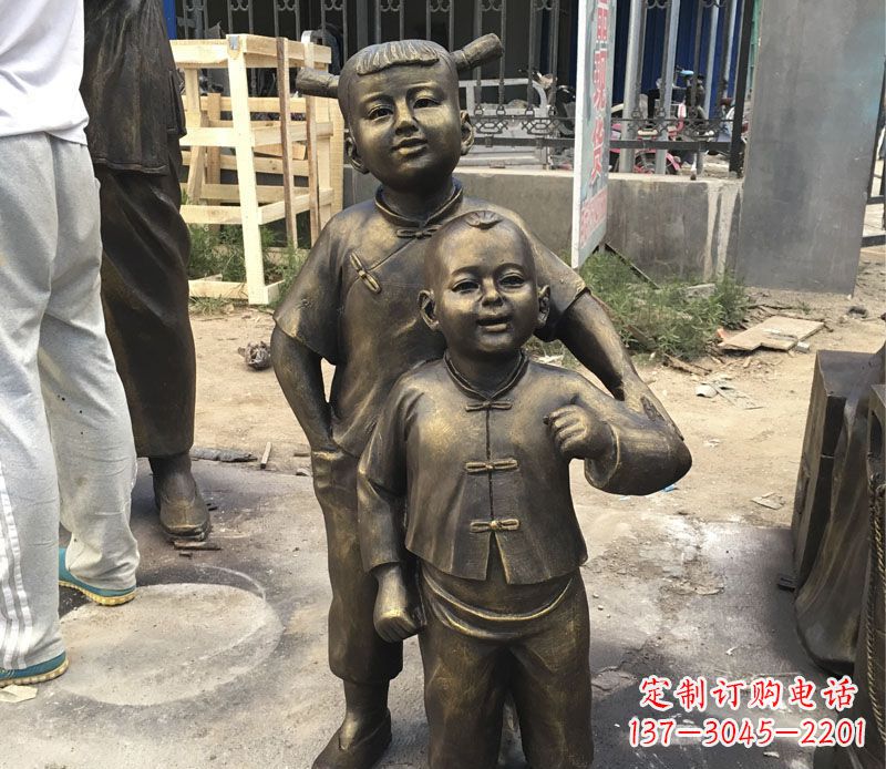 江西中领雕塑纯手工古典儿童铜雕