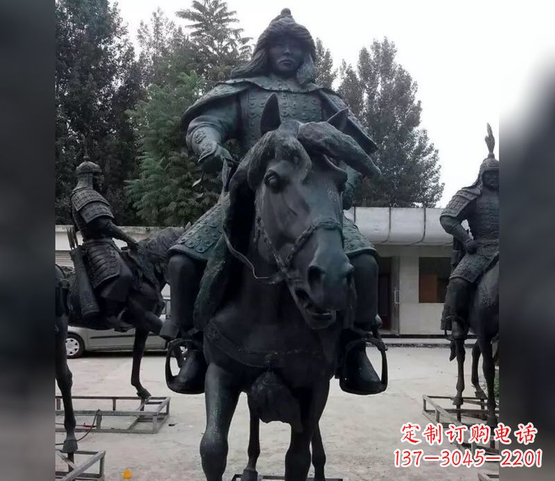 江西英姿飒爽古代将军骑马铜雕