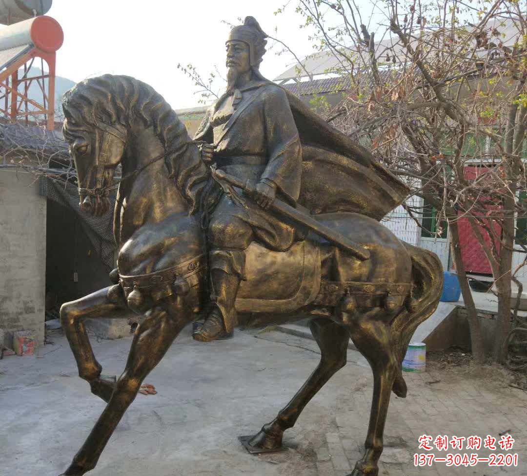 江西古典风格骑马人物铜雕塑