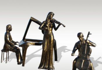 江西公园景观钢琴拉小提琴人物铜雕
