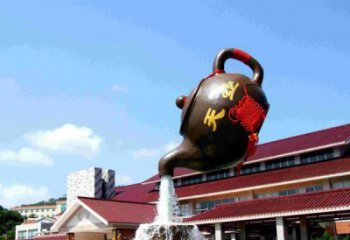 江西传统铜质茶壶雕塑
