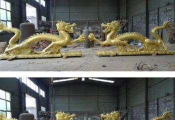 江西古典传统双龙戏珠铜雕塑