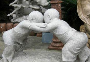 江西可爱小孩摔跤石雕