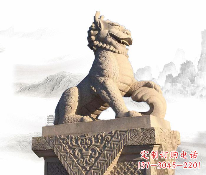 江西精美古典大理石麒麟石雕