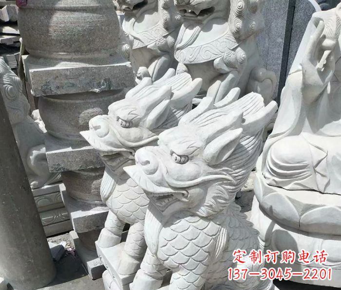 江西传统工艺,精细做工,古代神兽大理石麒麟石雕高端定制