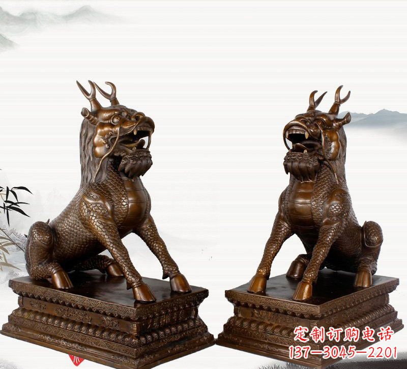 江西古典神麒麟铜雕,馥玉臻品