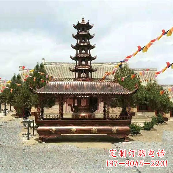 江西全新古典铜香炉雕龙塑型双耳方形器皿