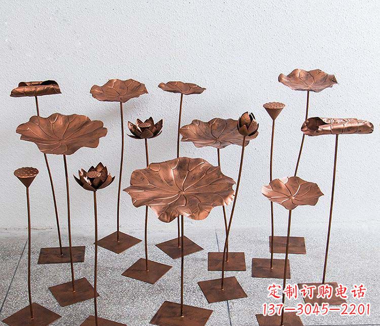 江西精美古铜色荷花不锈钢雕塑