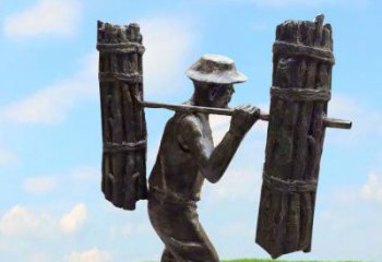 江西精美老人铜雕，传承古代挑柴精神