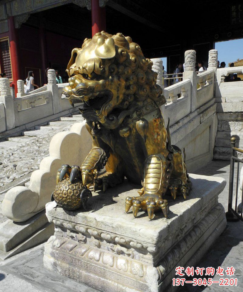 江西故宫铜制狮子雕塑,传承中国传统文化